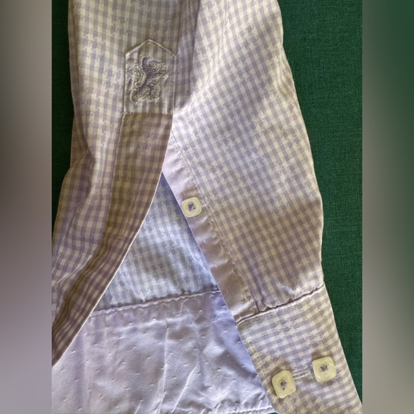 BUGATCHI Shaped Fit Mens Long Sleeve Button Down Dress Shirt. Lilac/White Size L - Picture 6 of 9